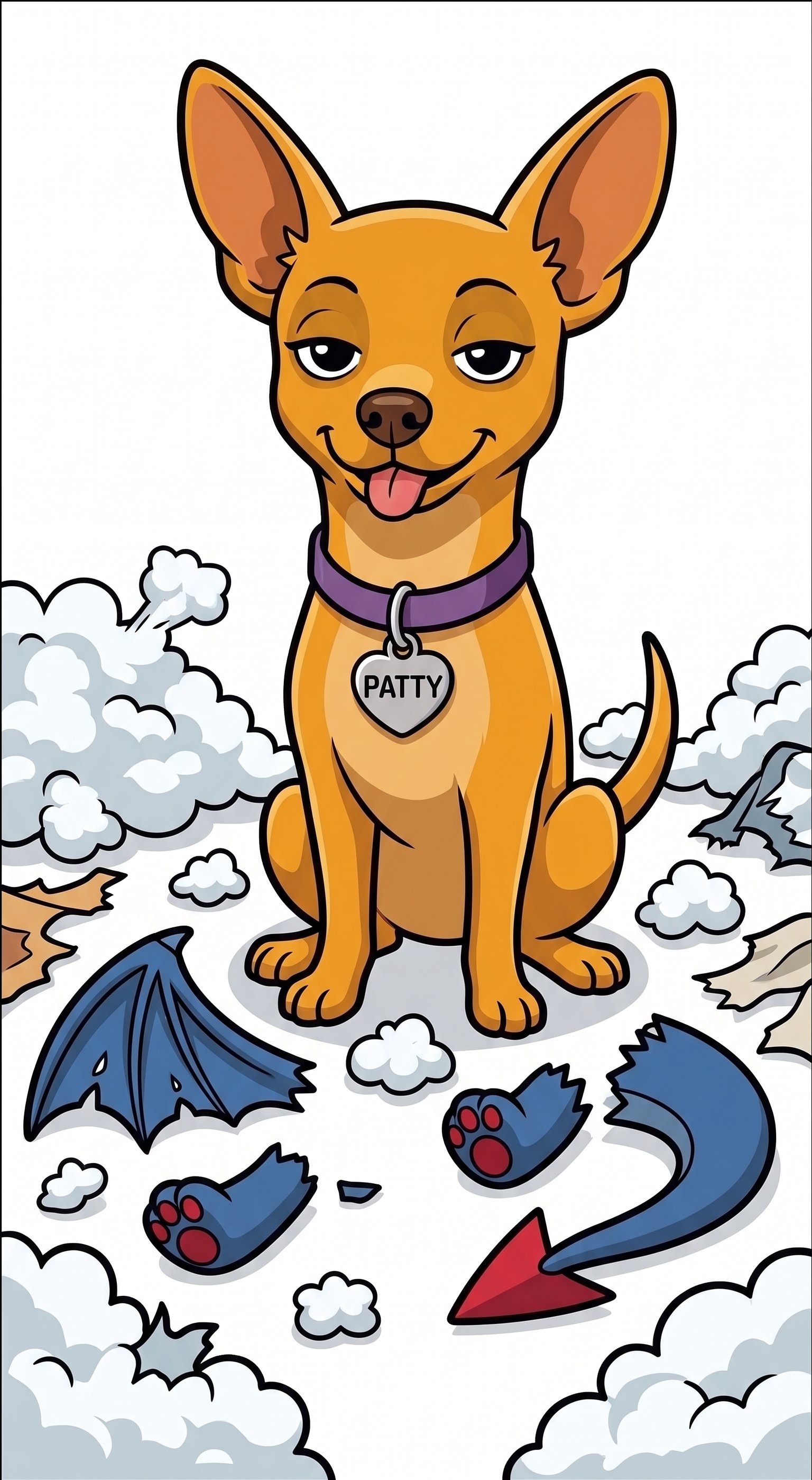 Patty triumphant surrounded by destroyed toy stuffing